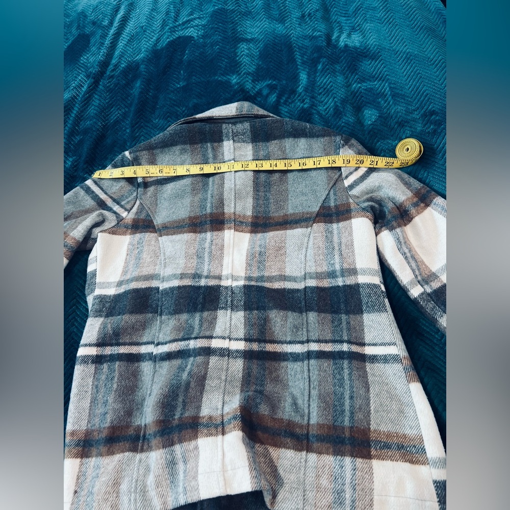 Attention Classic Gray Plaid Preppy Peacoat Women’s Small - Picture 4 of 8